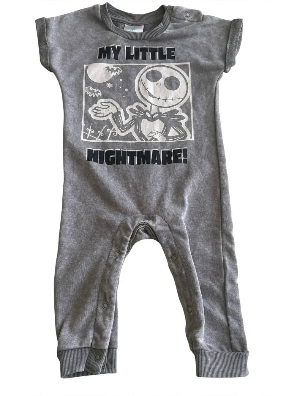 Disney Baby Jack Skellington My Little Nightmare Romper 12M Halloween Gray